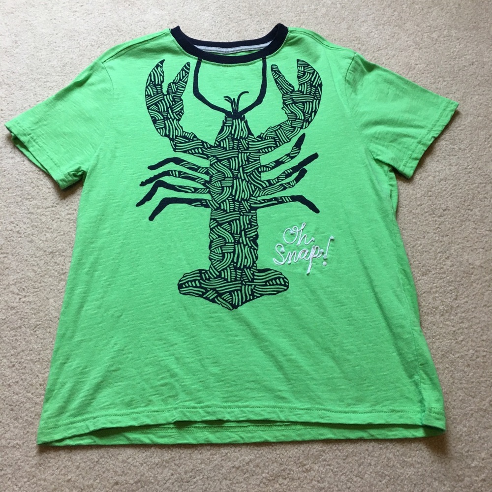 Gymboree XL(14) s/s shirt green/navy lobster